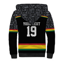 Custom World Football 2026 Ghana Sherpa Hoodie Black Star Adinkra Heritage Black Version