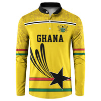Custom World Football 2026 Ghana Button Sweatshirt Black Star Adinkra Heritage Yellow Version