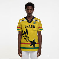Custom World Football 2026 Ghana Scrub Top Black Star Adinkra Heritage Yellow Version