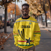 Custom World Football 2026 Ghana Sweatshirt Black Star Adinkra Heritage Yellow Version