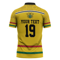 Custom World Football 2026 Ghana Zipper Polo Shirt Black Star Adinkra Heritage Yellow Version