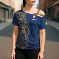 Italy Campania Cross Shoulder Shirt Vietri Sul Mare Tile With Pompeii Ruins - Wonder Print Shop