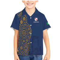 Italy Campania Family Matching Mermaid Dress and Hawaiian Shirt Vietri Sul Mare Tile With Pompeii Ruins - Wonder Print Shop