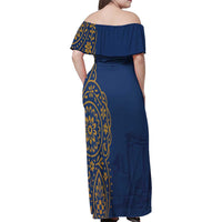 Italy Campania Family Matching Off Shoulder Maxi Dress and Hawaiian Shirt Vietri Sul Mare Tile With Pompeii Ruins - Wonder Print Shop