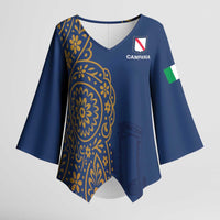 Italy Campania Kimono Sleeve Blouse Vietri Sul Mare Tile With Pompeii Ruins - Wonder Print Shop