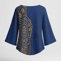 Italy Campania Kimono Sleeve Blouse Vietri Sul Mare Tile With Pompeii Ruins - Wonder Print Shop