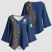 Italy Campania Kimono Sleeve Blouse Vietri Sul Mare Tile With Pompeii Ruins - Wonder Print Shop
