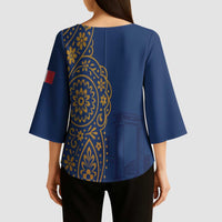 Italy Campania Kimono Sleeve Blouse Vietri Sul Mare Tile With Pompeii Ruins - Wonder Print Shop