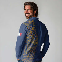 Italy Campania Long Sleeve Polo Shirt Vietri Sul Mare Tile With Pompeii Ruins - Wonder Print Shop