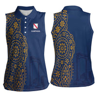 Italy Campania Women Sleeveless Polo Shirt Vietri Sul Mare Tile With Pompeii Ruins - Wonder Print Shop