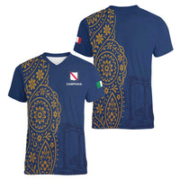 Italy Campania Women V-Neck T-Shirt Vietri Sul Mare Tile With Pompeii Ruins - Wonder Print Shop