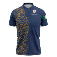 Italy Campania Zipper Polo Shirt Vietri Sul Mare Tile With Pompeii Ruins - Wonder Print Shop