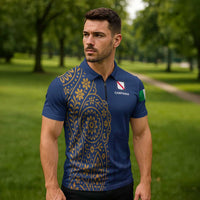 Italy Campania Zipper Polo Shirt Vietri Sul Mare Tile With Pompeii Ruins - Wonder Print Shop