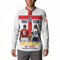 Custom England Football 60 Year Legacy Button Sweatshirt 1966 Legends Then 2026 Legends Now