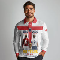 Custom England Football 60 Year Legacy Long Sleeve Polo Shirt 1966 Legends Then 2026 Legends Now