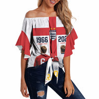 Custom England Football 60 Year Legacy Off Shoulder Wrap Waist Top 1966 Legends Then 2026 Legends Now