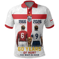 Custom England Football 60 Year Legacy Polo Shirt 1966 Legends Then 2026 Legends Now