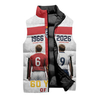 Custom England Football 60 Year Legacy Sleeveless Puffer Jacket 1966 Legends Then 2026 Legends Now