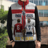 Custom England Football 60 Year Legacy Sleeveless Puffer Jacket 1966 Legends Then 2026 Legends Now