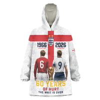 Custom England Football 60 Year Legacy Wearable Blanket Hoodie 1966 Legends Then 2026 Legends Now