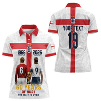 Custom England Football 60 Year Legacy Women Polo Shirt 1966 Legends Then 2026 Legends Now
