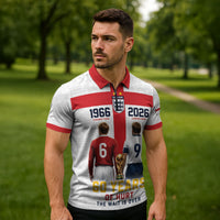 Custom England Football 60 Year Legacy Zipper Polo Shirt 1966 Legends Then 2026 Legends Now