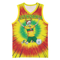 Personalized Lithuania Christmas Tie Dye Basketball Jersey Skeleton Soccer Goal Celebration Santa Hat - Wonder Print Shop