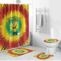 Personalized Lithuania Christmas Tie Dye Bathroom Set Skeleton Soccer Goal Celebration Santa Hat - Wonder Print Shop