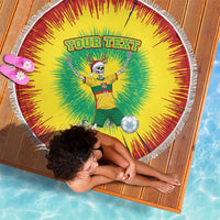 Personalized Lithuania Christmas Tie Dye Beach Blanket Skeleton Soccer Goal Celebration Santa Hat - Wonder Print Shop