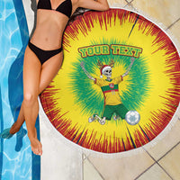 Personalized Lithuania Christmas Tie Dye Beach Blanket Skeleton Soccer Goal Celebration Santa Hat - Wonder Print Shop