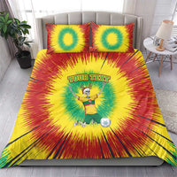 Personalized Lithuania Christmas Tie Dye Bedding Set Skeleton Soccer Goal Celebration Santa Hat - Wonder Print Shop