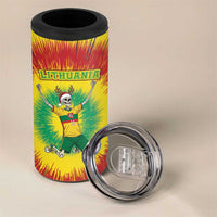 Personalized Lithuania Christmas Tie Dye 4 in 1 Can Cooler Tumbler Skeleton Soccer Goal Celebration Santa Hat - Wonder Print Shop