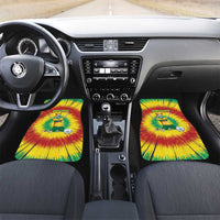 Personalized Lithuania Christmas Tie Dye Car Mats Skeleton Soccer Goal Celebration Santa Hat - Wonder Print Shop