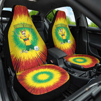 Personalized Lithuania Christmas Tie Dye Car Seat Cover Skeleton Soccer Goal Celebration Santa Hat - Wonder Print Shop