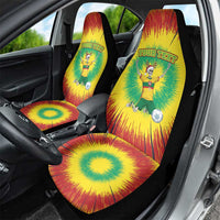 Personalized Lithuania Christmas Tie Dye Car Seat Cover Skeleton Soccer Goal Celebration Santa Hat - Wonder Print Shop