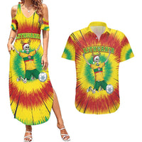 Personalized Lithuania Christmas Tie Dye Couples Matching Summer Maxi Dress and Hawaiian Shirt Skeleton Soccer Goal Celebration Santa Hat - Wonder Print Shop