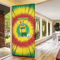 Personalized Lithuania Christmas Tie Dye Door Cover Skeleton Soccer Goal Celebration Santa Hat - Wonder Print Shop