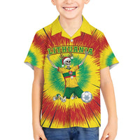 Personalized Lithuania Christmas Tie Dye Family Matching Long Sleeve Bodycon Dress and Hawaiian Shirt Skeleton Soccer Goal Celebration Santa Hat - Wonder Print Shop