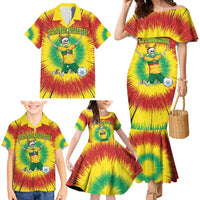 Personalized Lithuania Christmas Tie Dye Family Matching Mermaid Dress and Hawaiian Shirt Skeleton Soccer Goal Celebration Santa Hat - Wonder Print Shop