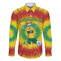 Personalized Lithuania Christmas Tie Dye Family Matching Mermaid Dress and Hawaiian Shirt Skeleton Soccer Goal Celebration Santa Hat - Wonder Print Shop