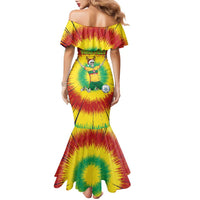 Personalized Lithuania Christmas Tie Dye Family Matching Mermaid Dress and Hawaiian Shirt Skeleton Soccer Goal Celebration Santa Hat - Wonder Print Shop