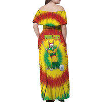 Personalized Lithuania Christmas Tie Dye Family Matching Off Shoulder Maxi Dress and Hawaiian Shirt Skeleton Soccer Goal Celebration Santa Hat - Wonder Print Shop