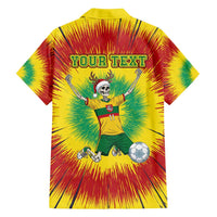 Personalized Lithuania Christmas Tie Dye Family Matching Puletasi and Hawaiian Shirt Skeleton Soccer Goal Celebration Santa Hat - Wonder Print Shop