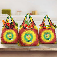 Personalized Lithuania Christmas Tie Dye Grocery Bag Skeleton Soccer Goal Celebration Santa Hat - Wonder Print Shop