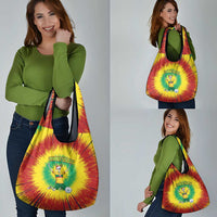 Personalized Lithuania Christmas Tie Dye Grocery Bag Skeleton Soccer Goal Celebration Santa Hat - Wonder Print Shop