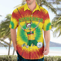 Personalized Lithuania Christmas Tie Dye Hawaiian Shirt Skeleton Soccer Goal Celebration Santa Hat - Wonder Print Shop