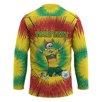 Personalized Lithuania Christmas Tie Dye Hockey Jersey Skeleton Soccer Goal Celebration Santa Hat - Wonder Print Shop
