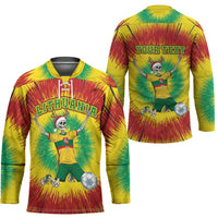 Personalized Lithuania Christmas Tie Dye Hockey Jersey Skeleton Soccer Goal Celebration Santa Hat - Wonder Print Shop