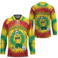 Personalized Lithuania Christmas Tie Dye Hockey Jersey Skeleton Soccer Goal Celebration Santa Hat - Wonder Print Shop
