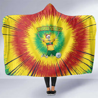 Personalized Lithuania Christmas Tie Dye Hooded Blanket Skeleton Soccer Goal Celebration Santa Hat - Wonder Print Shop